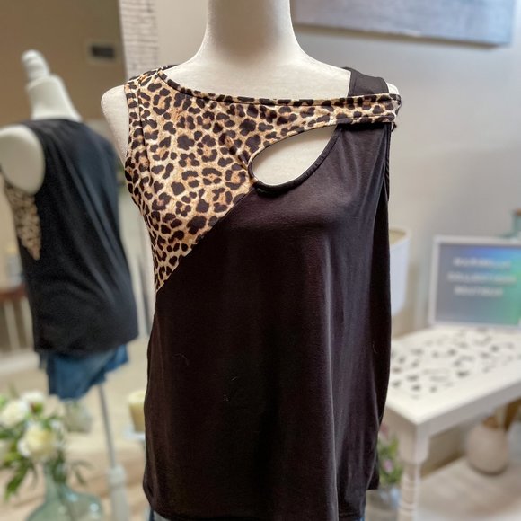 Wild Night - Black Tank with Leopard Detail - Regular and Plus Size - Picture 3 of 3
